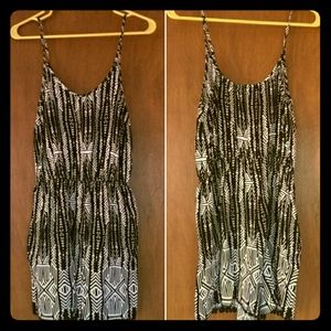 Black & White Spaghetti Strap Romper w/Pockets